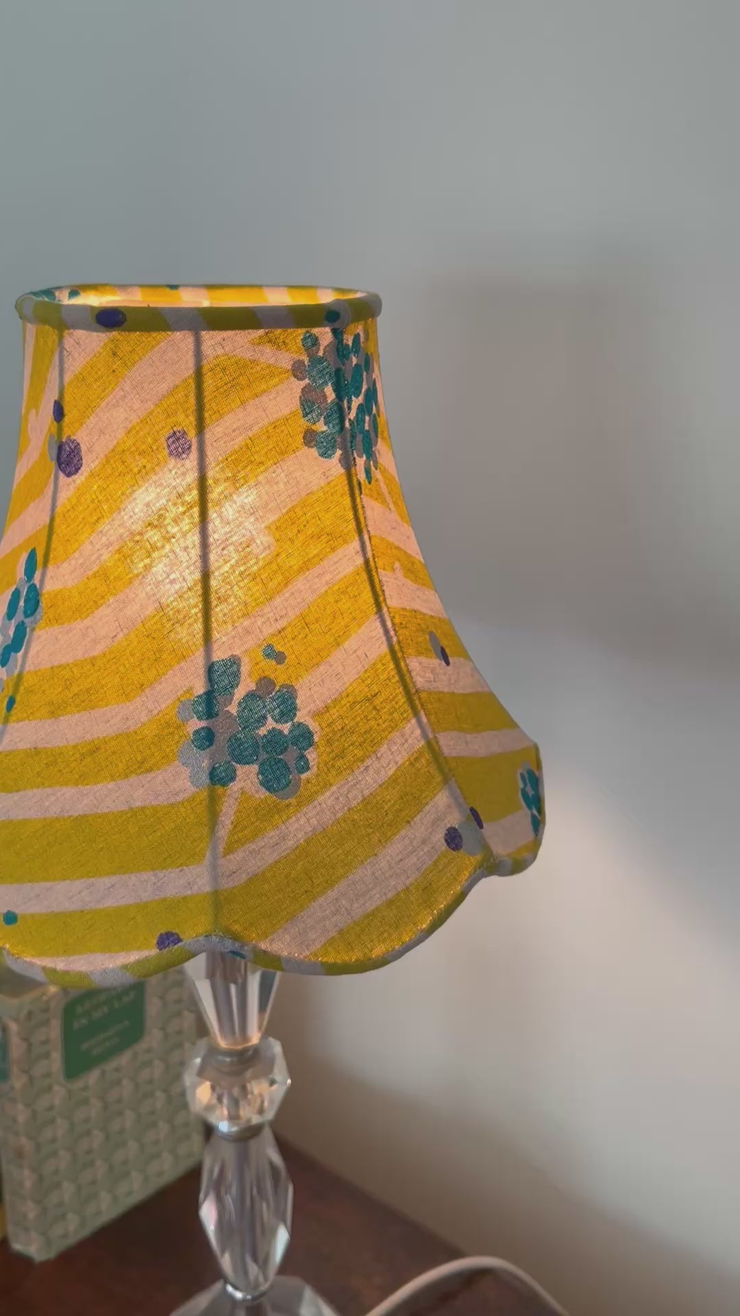 Small Empire Lampshade, Lime Green Abstract Contemporary Linen, Table Lamp Shade